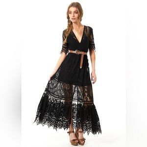 NWT- Spell Rhiannon black lace gown dress